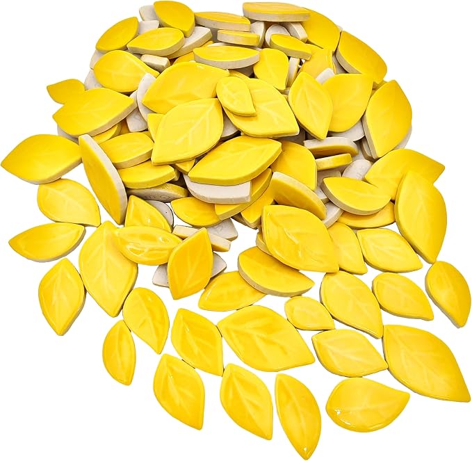 500g/1.1lb Leaf-Shaped Ceramic Mosaic Tiles, Ceramic Mosaic Pieces - Image 2