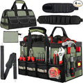 12 Inch Small Tool Bag-48 Pockets,1680D Tear&Abrasion Resistant,Includes Tool Pouch,Tool Belt,Magnetic Wristband&Adjustable Shoulder Strap | Tool Organizer(Green)