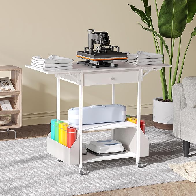  Foldable Heat Press Table—Hold 36 Vinyl Rolls, Movable Heat Press - Image 7