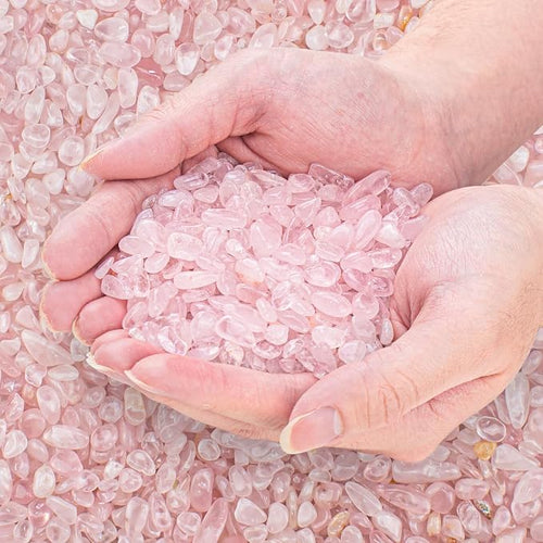 0.5 Lb/230g Rose Quartz Crystal Aquarium Gravel Rocks, Natural Tumbled Healing by EZEELAI