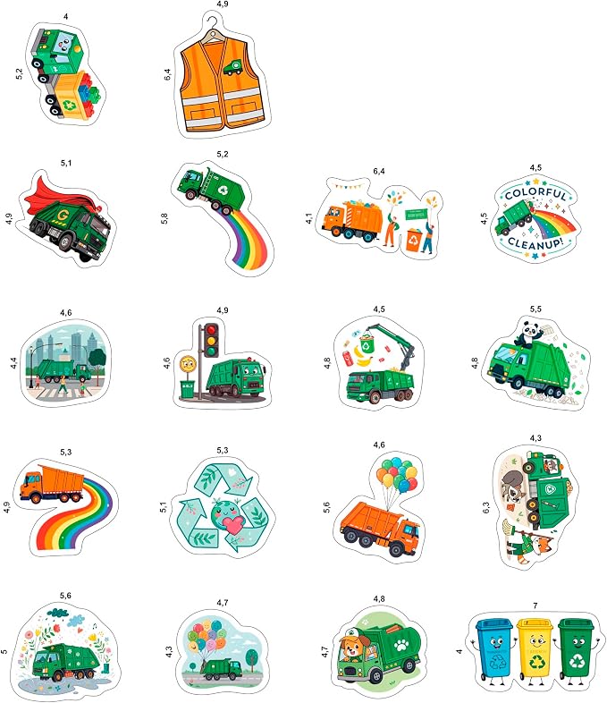 100Pcs Garbage Truck Stickers for Water Bottle, Laptop - Image 3