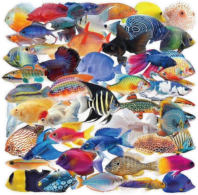 50 Pcs Clear PET Fish Aesthetic Stickers by Unknown