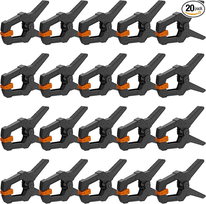 AMARTISAN 20-Pack Spring Clamps 3-inch, Small Heavy Duty Clips for Crafts, Backdrop Stand, Woodworking, Photography Studios, 1.77 Inch Mouth Opening