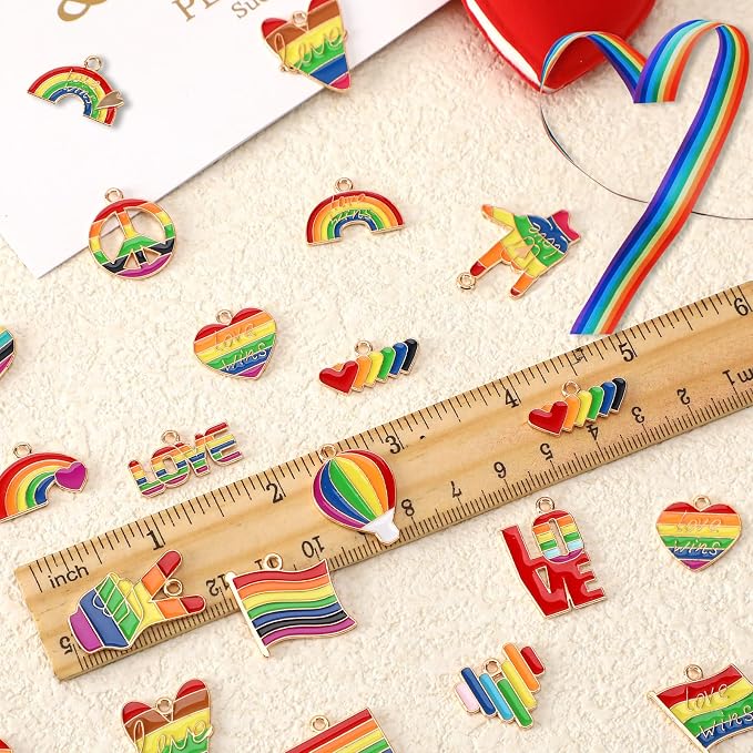 SANNIX 110Pcs Rainbow Charms Gold Enamel Charm Jewelry Making Charms Rainbow - Image 3