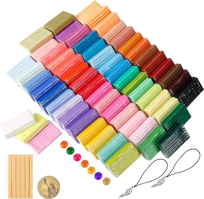 CiaraQ 60-Color Polymer Clay Oven Bake Modeling Kit | 12 sculpting tools - Image 3