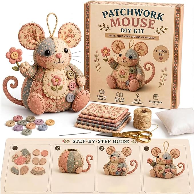 Patchwork Mouse DIY Kit, Handmade Sewing Craft Kit by Unknown