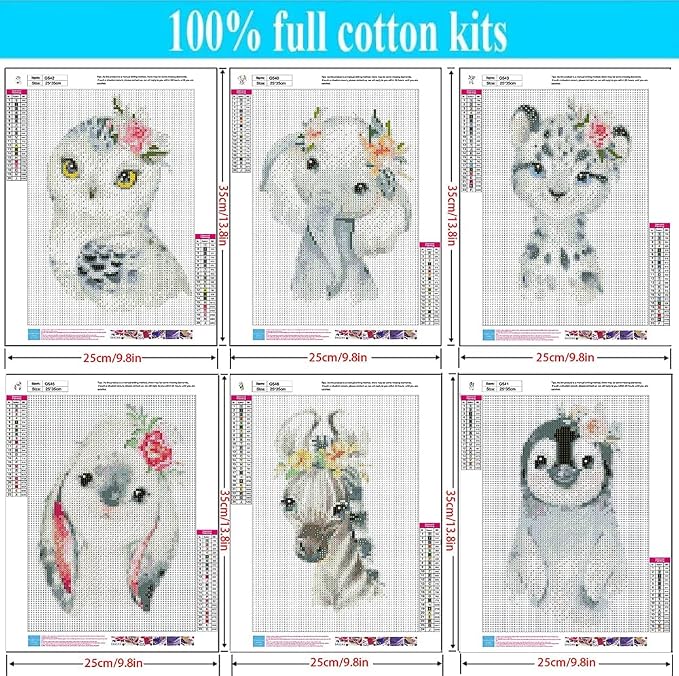 6 Pack Animal Cross Stitch Kits - Image 6