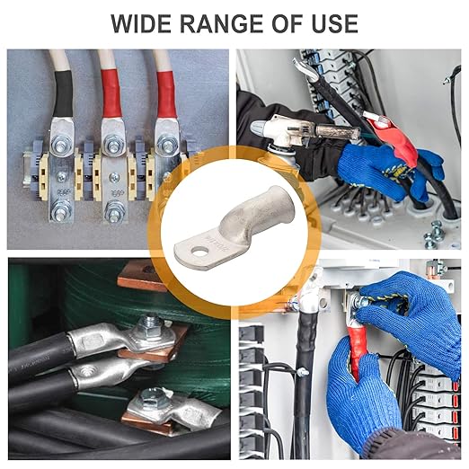SVAAR 4 6 8 AWG Battery Cable Lug kit 56pcs Tinned Copper Battery Lugs Heavy Duty Wire Lugs with 5/16" or 3/8" Stud Battery Cable Closed End Tubular Ring Terminals Connectors with Heat Shrink Tubing.