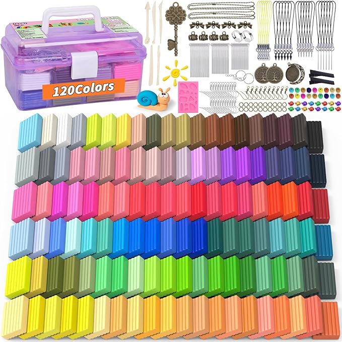 285 Pcs Polymer Clays 120 Bright Colors Oven Bake Clay Non-Sticky Modeling Clay by UZLUbuywithconfidence