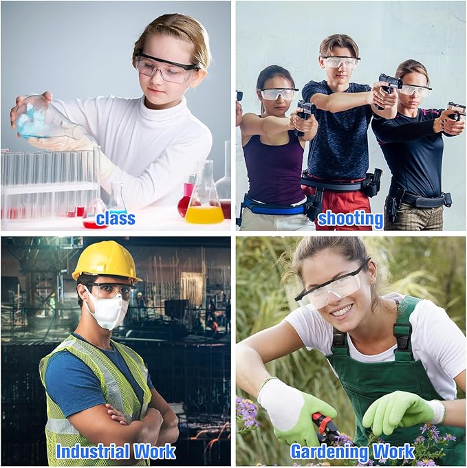 100 Pairs Safety Goggles Bulk Protective Glasses for Shooting Lab Safety Goggles Over Glasses for Kids Adult