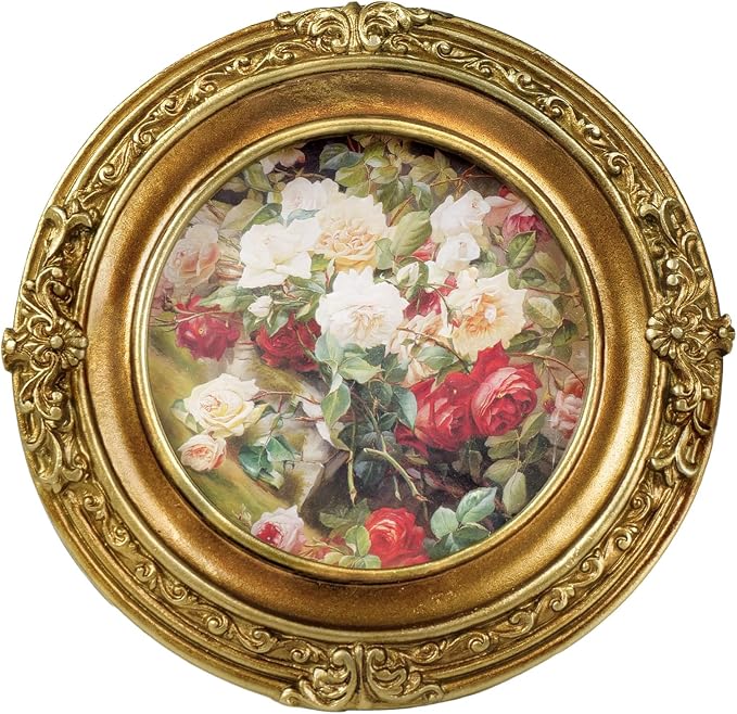 Cuspin Vintage Picture Frame 4x4 Gold Frames, Ornate Round Resin Photo Frame by Cuspin