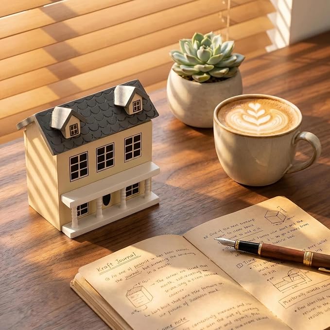 Miniature Villa Model Wooden Tiny House Compact Dollhouse Mini House Storage - Image 4