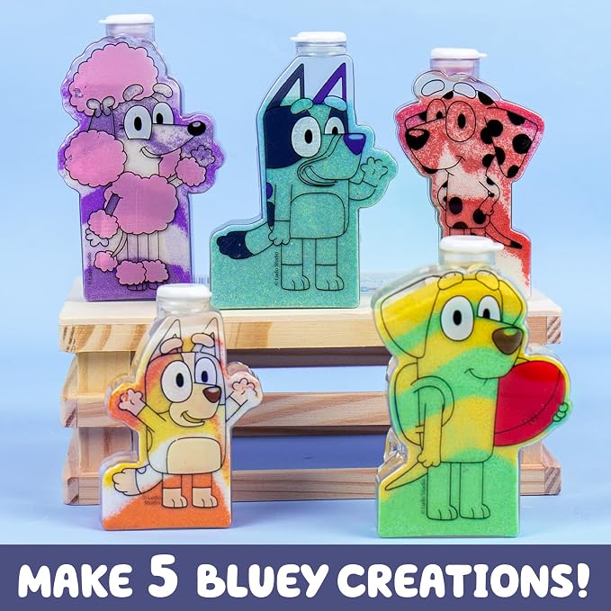 Bluey Sand Art Kit, Includes 5 Sand Art Bottles & 7 Colored Sands, Create Your - Image 3