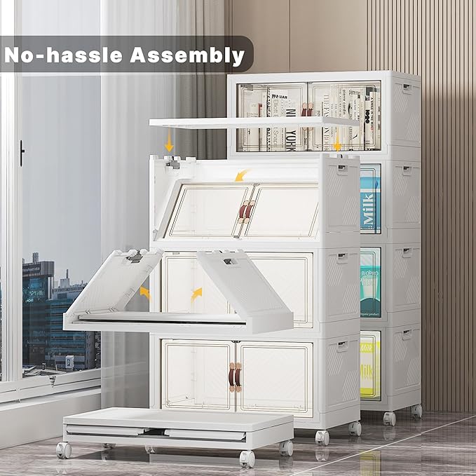 UAMFURI Stackable Storage Bins, 416QT Collapsible Drawers - Image 2
