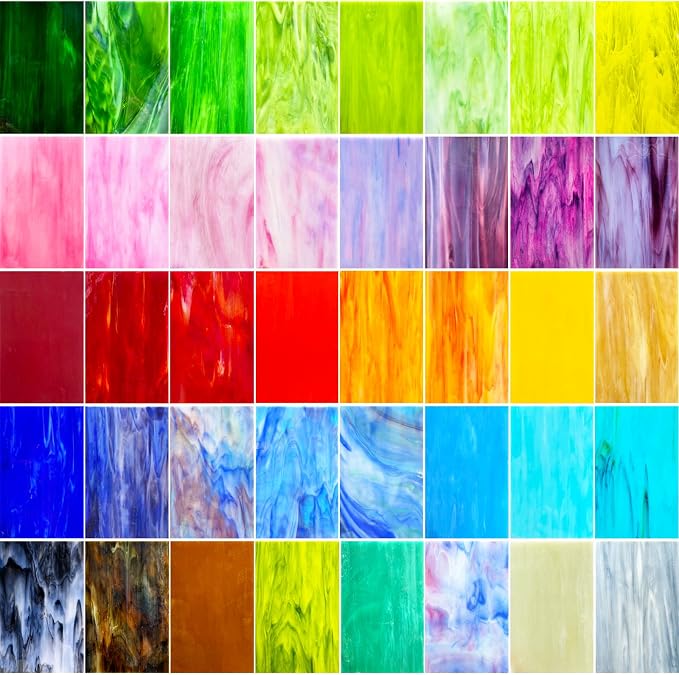 ILLUCKAI 36 Sheets Vibrant Stained Glass Sheets Variety Pack, 6 x 4 Inch by ILLUCKAI