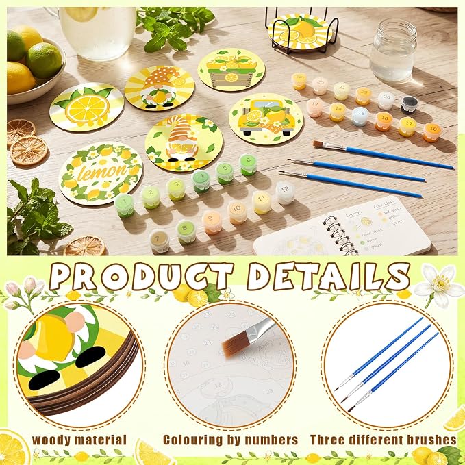 Reallnaive 8 Pcs Lemon Paint by Numbers Kit - Image 4