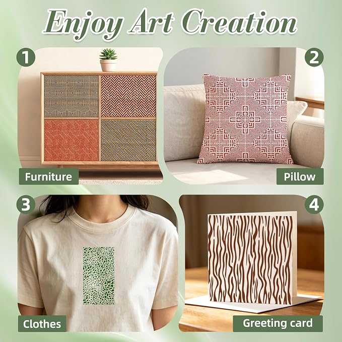 Geometric Texture Stencils for Crafts Reusable 12Pcs Stencils | DIY Art - Image 5