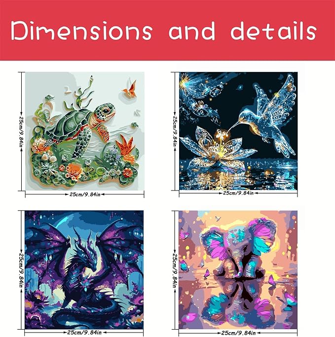 4 Pack Animals Paint by Numbers Kit - Image 6