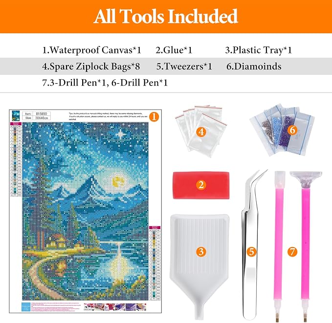 Offito Mountains Moon Lake Diamond Art Kits - Image 5