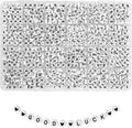 Quefe Alphabet Beads 1200Pcs Letter Beads, Acrylic 4x7mm Round Letter Beads Kits by QUEFE