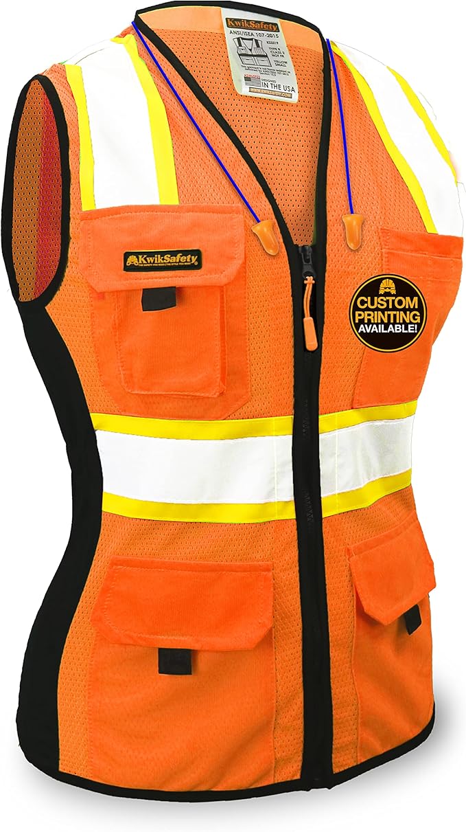 KwikSafety - Charlotte, NC - FIRST LADY Safety Vest for Women, High Visibility Reflective Strips, Meets ANSI & OSHA