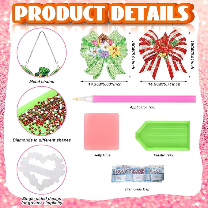 Cinnvoice 12 Pcs Summer Seasonal Diamond Art Hanging Ornament Kit - Image 3