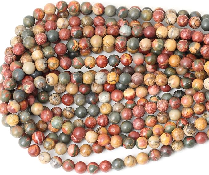 45PCS 8mm Natural Picasso Jasper Gemstone Round Loose Beads - Image 3