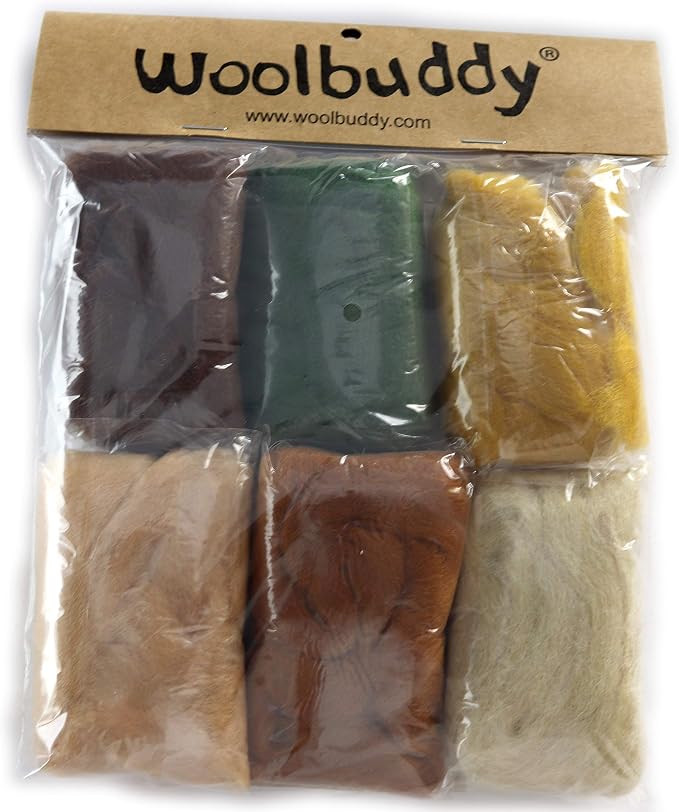 Woolbuddy Needle Felting Wool, Natural Handmade Wool Roving, 6 Vibrant Colors by Woolbuddy