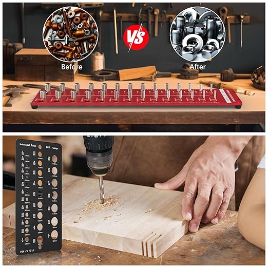 Thread Checker 2 PCS, Nut and Bolt Thread Checker, Aluminum Bolt Size and Thread Gauge, Bolt Size Finder, Wall Mountable or Flat Bolt Thread Identifier with Inch and Centimeter Scale