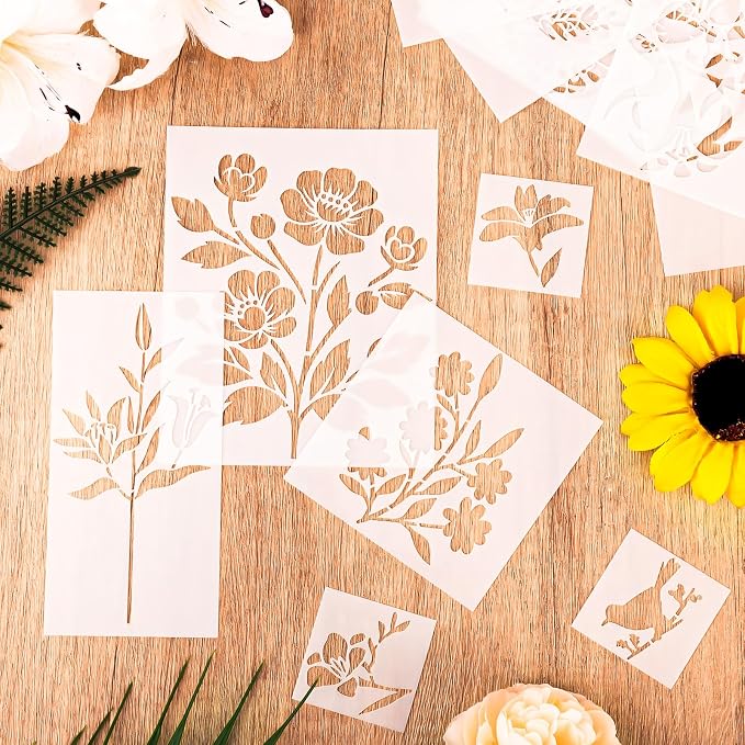 80Pcs Stencils for Painting, Stencils for Crafts Reusable Flower Wall Stencils - Image 6