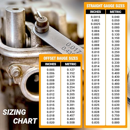 2PCS Feeler Gauges Set - Stainless Steel Feeler Gauges for Valves, Standard SAE/Metric Spark Plug Gap Tool, Straight & Angled Thickness Measuring Tool for Valves, Spark Plug, Guitar, Piston