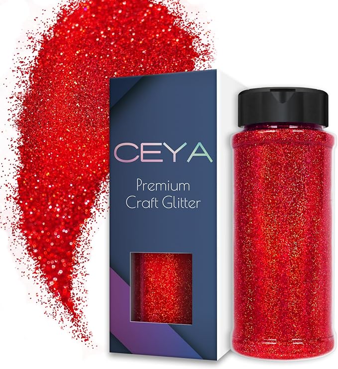 Ceya 3.8oz/ 110g Holographic Ultra Fine Glitter Powder Laser Red Glitter by CEYA