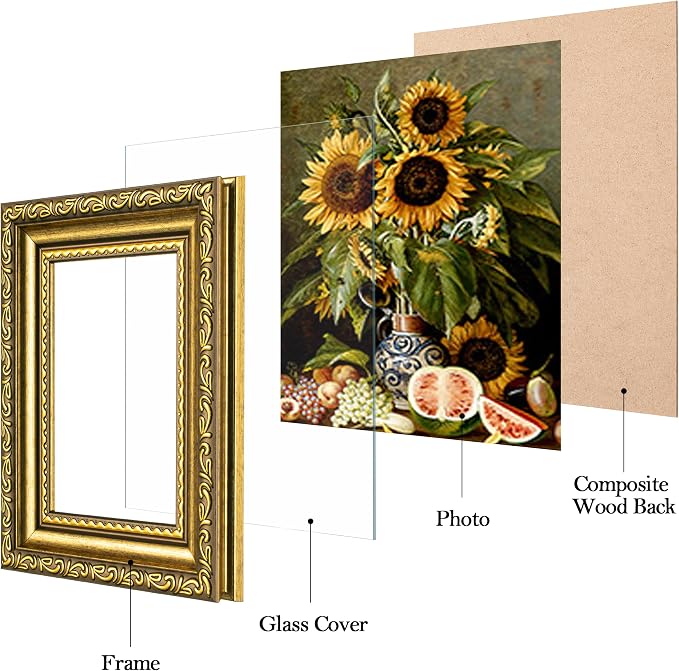 eletecpro 3x4 Vintage Picture Frame, Glass Cover, Horizontal or Vertical - Image 2