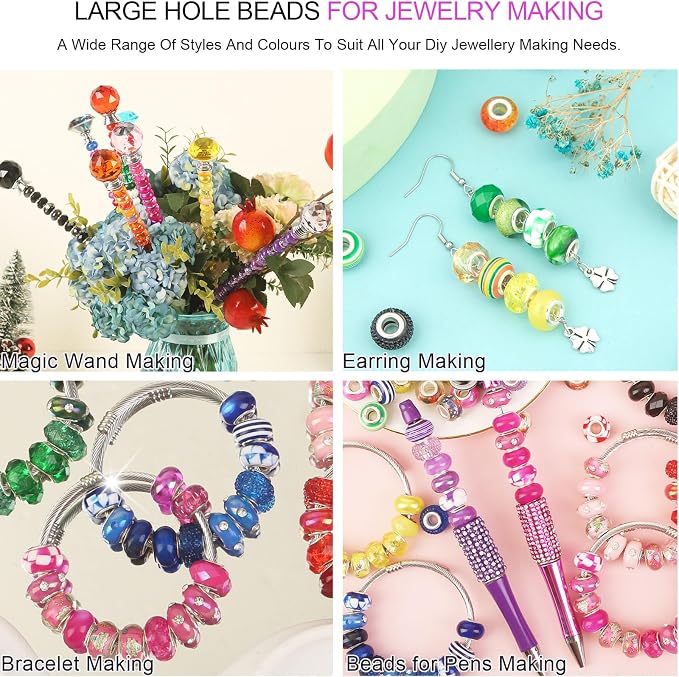 220 Pcs Large Hole Beads for Jewelry Making - Image 5