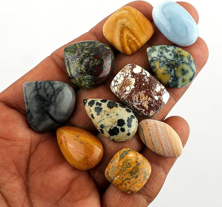 10pcs, Natural Gemstone Cabochon, Wholesale Assorted Flatback Crystals - Image 3