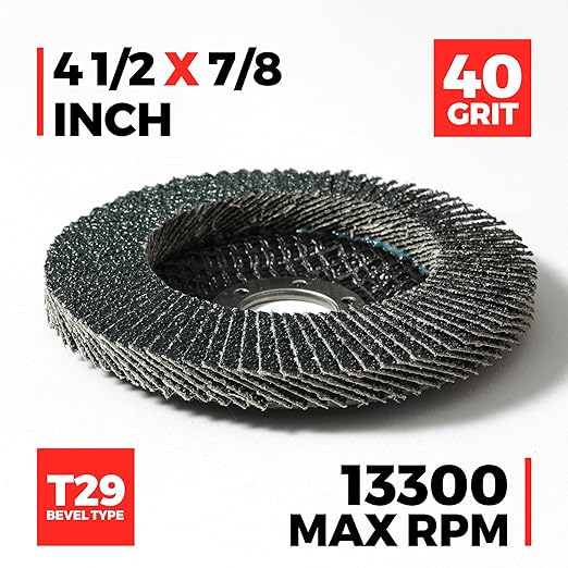 Jumbo Zirconia Flap Discs 4 1/2 for Angle Grinder, 40 Grit 4.5" x 7/8" High Density Type 29 Arbor Grinding Wheels for Wood Finishing, Rust Removal, Metal Sanding - 10 Pack