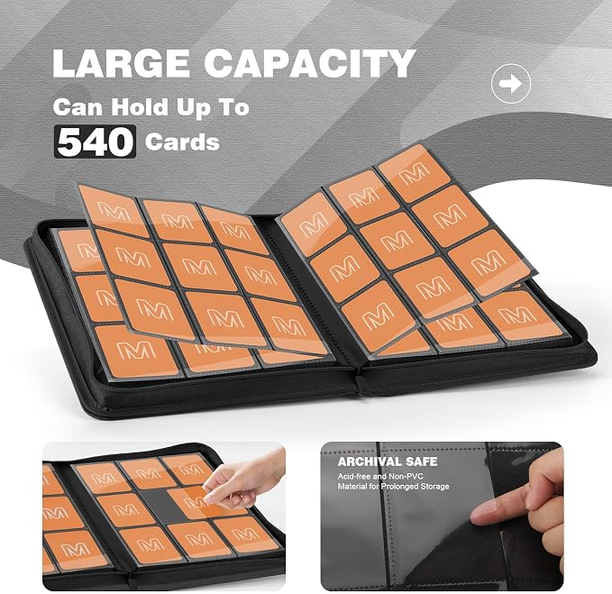 Trading Card Binder with 9 Side Loading Pocket Card Album Hold Up to 540 Cards - Image 2
