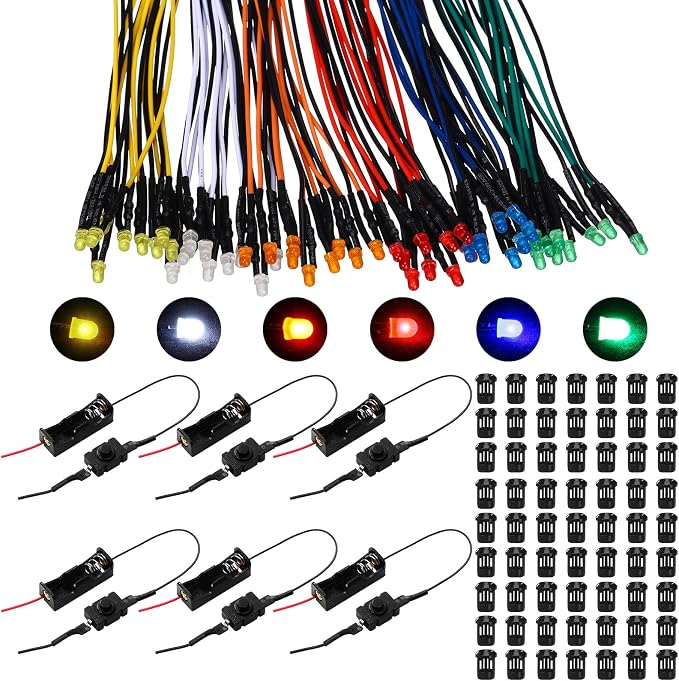 126 Pcs 12v LED Lights Kit, 60 Pre Wired LED Light Emitting Diodes 60 Plastic by Saysurey