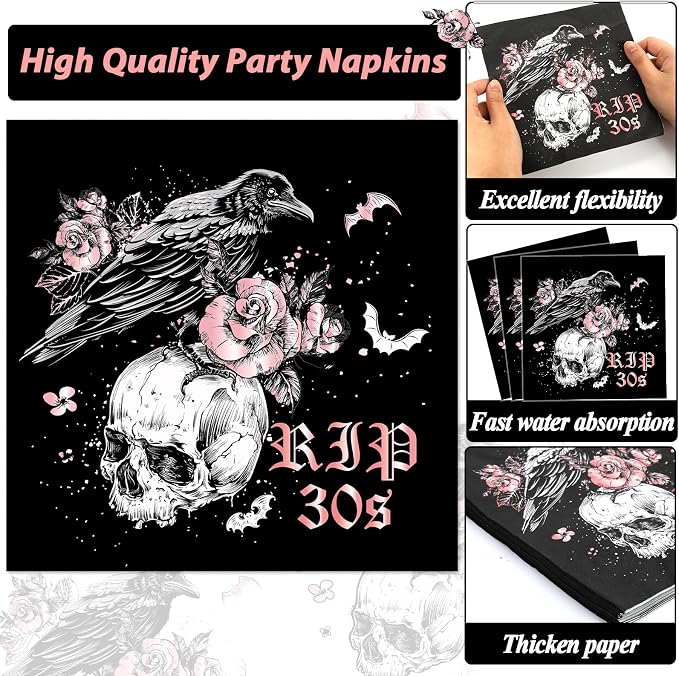Qyeahkj 100 Pcs 40th Birthday Party Supplies Death to My 30s Paper Plates and - Image 3