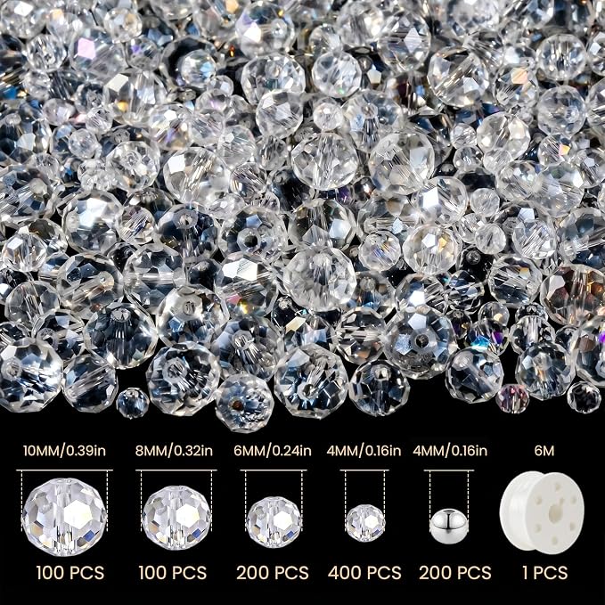 1000Pcs Glass Beads for Jewelry Making, 4/6/8/10mm Bracelet Making Kit | - Image 3