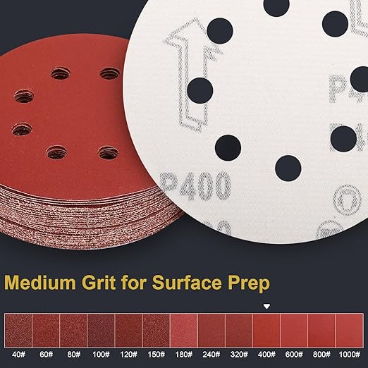 100 PCS 5 Inch Sanding Discs 400 Grit Hook and Loop Adhesive Round Sandpaper for Random Orbital Sander