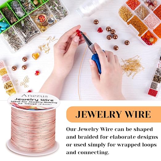 22 Gauge Jewelry Wire, Anezus Rose Gold Craft Wire Tarnish Resistant Copper - Image 4