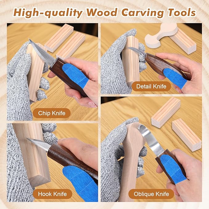 Ninonly 42pcs Wood Carving Tools Kit, Wood Whittling Knife Set - Image 3