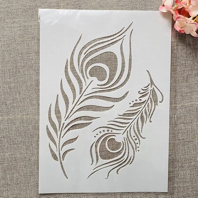TIAMECH A4 Reusable Peacock Feather Stencil - Image 2