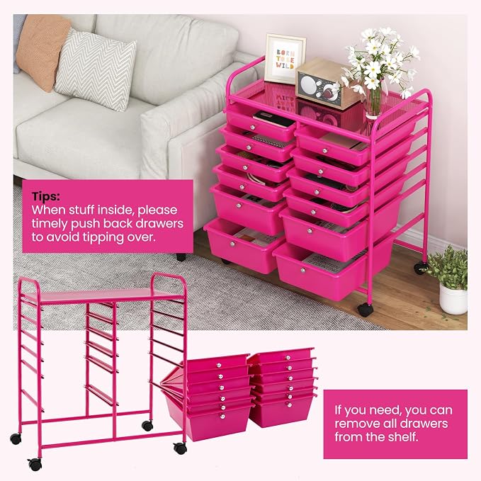 BECOMFORT 12-Drawer Rolling Cart - Image 4