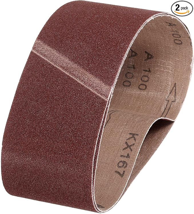 HARFINGTON 4 x 24 Inch Sanding Belts, 2 Pcs 100 Grits Aluminum Oxide Abrasive Belt Sander File Belt for Woodworking, Metal Polishing, Knife Sharpener