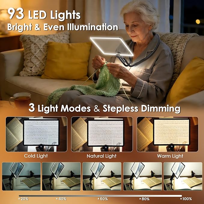 Magnifying Glass with Light for Reading, Rechargeable 5X Full Page 9.25" x 6.5" - Image 6