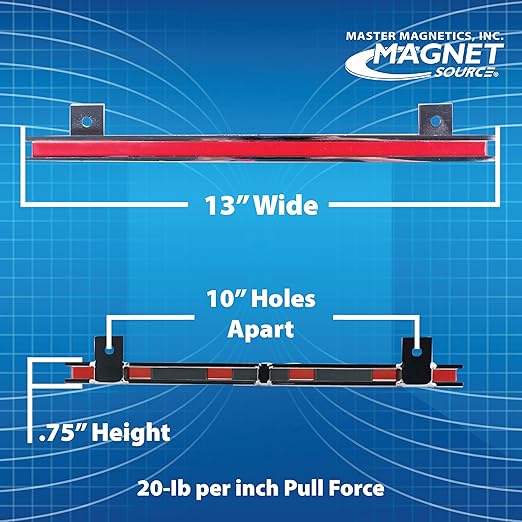 Master Magnetics 13" Magnetic Bar Tool Organizer - Easy to Install Magnet Storage Holder for House, Garage, Shed, or Job Site - Nickel Plate Finish