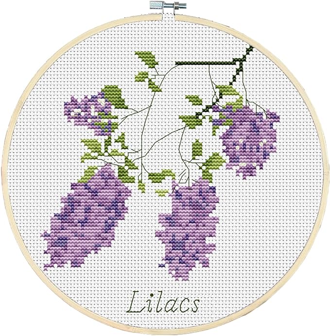 Awesocrafts Cross Stitch Kits Lilac Flowers 11CT Stamped Patterns Easy Cross by Awesocrafts