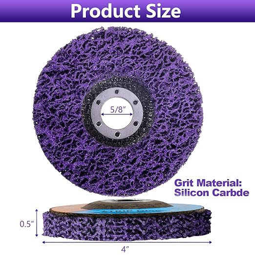 5 Pack 4" x 5/8" Strip Discs Stripping Wheel, Rust Remover Discs for Angle Grinder,Clean and Remove Paint Coating Rust Welds Oxidation(Purple)